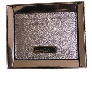 ⭐ Kate Spade Glitter Card Case – Kenzie Gilt Mix Silver Metallic